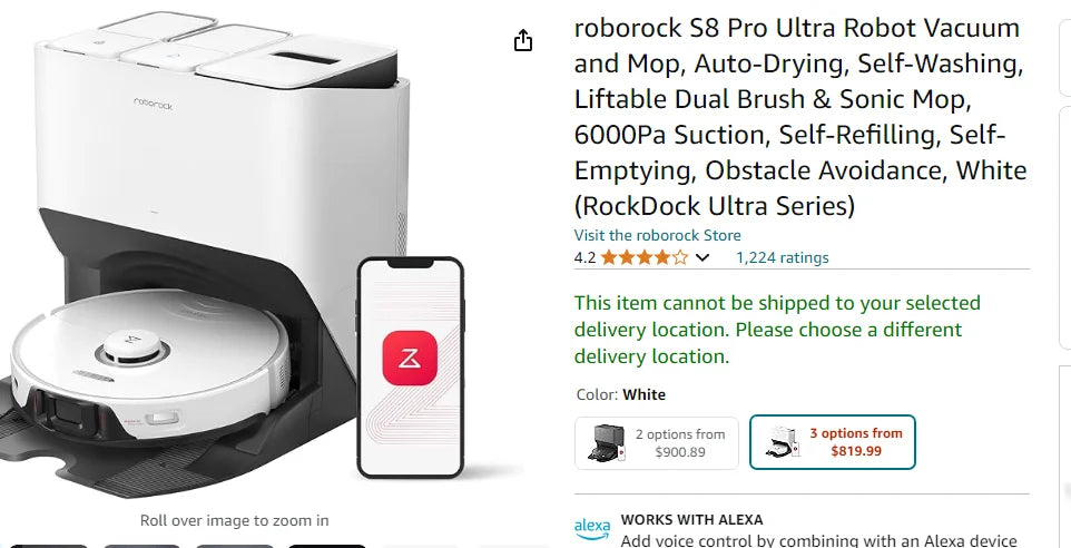 Roborocks S8 Pro Ultra Robot Vacuum and Mop, Auto-Drying, Self-Washing,  Dual Brush & Sonic Mop Product Details